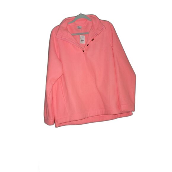 J Crew Women's Extra Large Hot Pink Sherpa Quarter Button-Front Tunic NWT - Picture 2 of 5